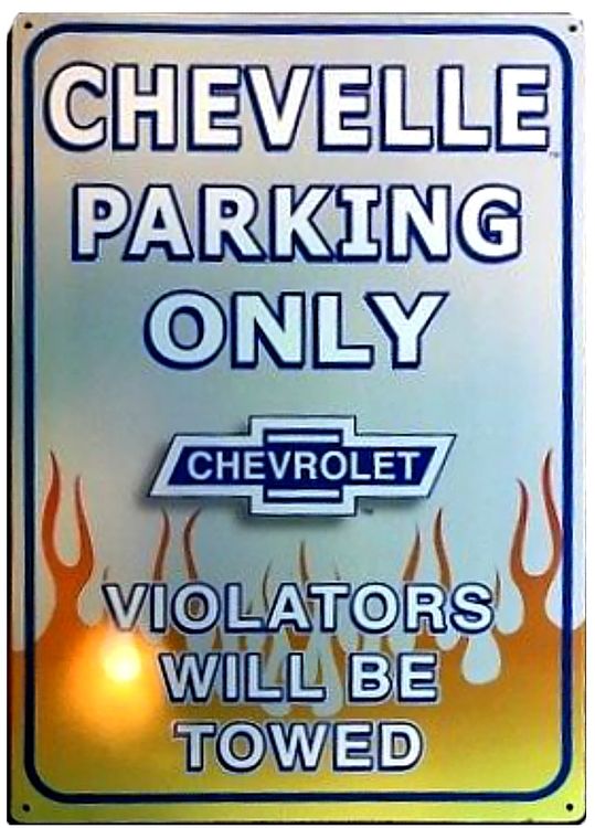 Signs 4 Fun Decorative Parking Sign | Chevelle Parking Blue | 8” x12” | Embossed Aluminum Sign | Made in the USA | SIGM586