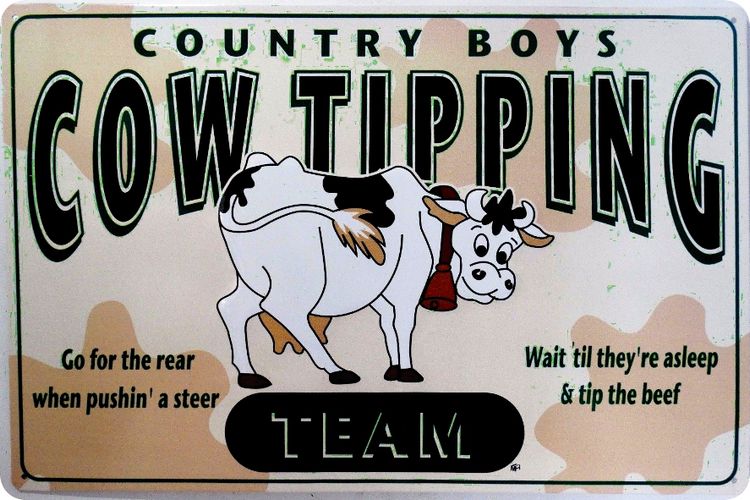 Signs 4 Fun SIGM596 Cow Tipping Team Metal Sign, Green