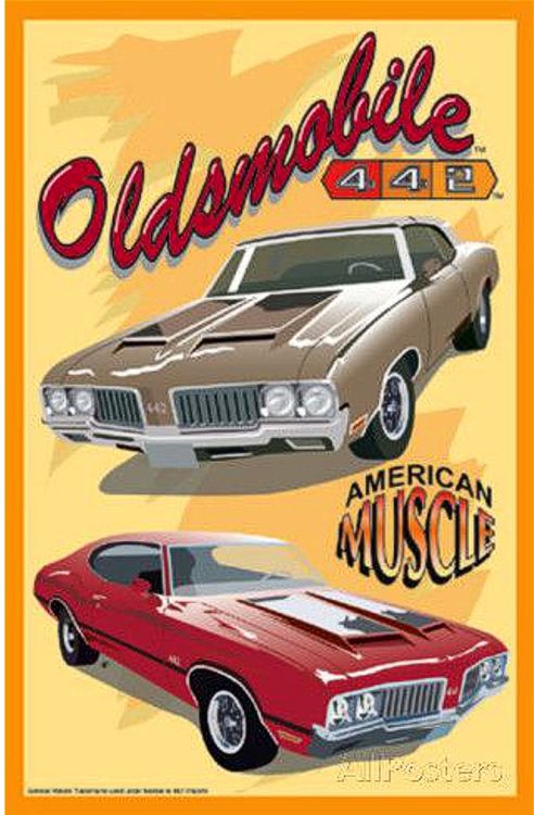 Signs 4 Fun SIGM615 Oldsmobile 442 Metal Sign, Yellow