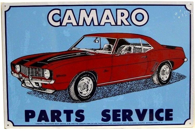 Signs 4 Fun SIGM65 Chevy Camaro Metal Sign, Red