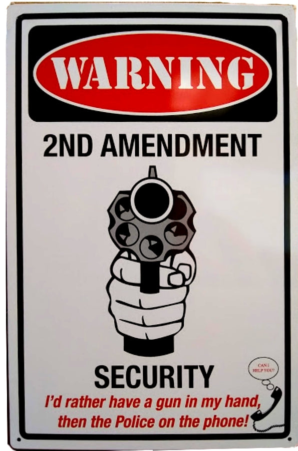 Signs 4 Fun SIGM785 2nd Amend. Security Metal Sign, Grey