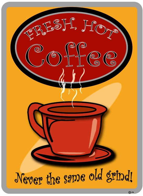 Signs 4 Fun SIGM793 Hot Fresh Coffee Metal Sign, Yellow