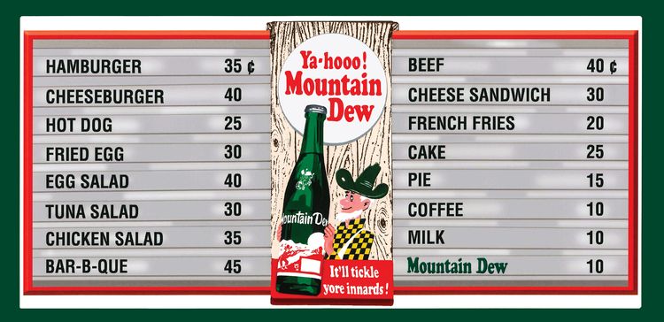 Signs 4 Fun SIGMD10 Mountain Dew Menu Board Metal Sign, Green
