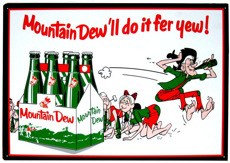 Signs 4 Fun SIGMD8 Mountain Dew 6 Pak Metal Sign, Green