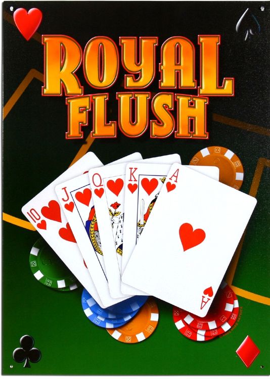 Signs 4 Fun SIGMP13 Royal Flush Metal Sign, Green
