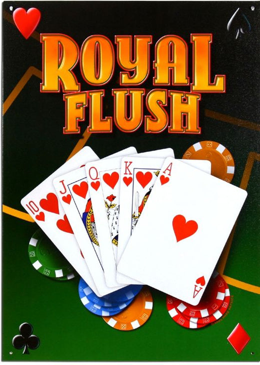 Signs 4 Fun SIGMP13 Royal Flush Metal Sign, Green
