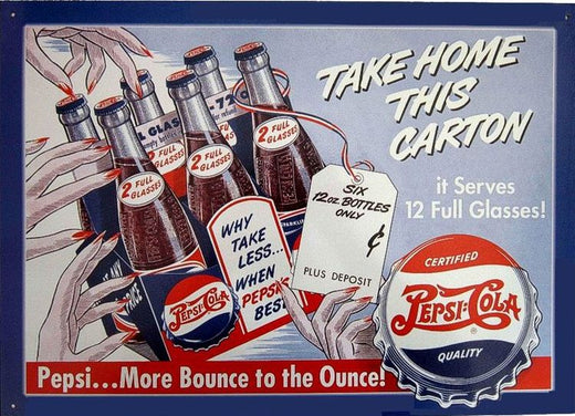 Signs 4 Fun SIGP21 Pepsi Take Home Carton Metal Sign, Blue