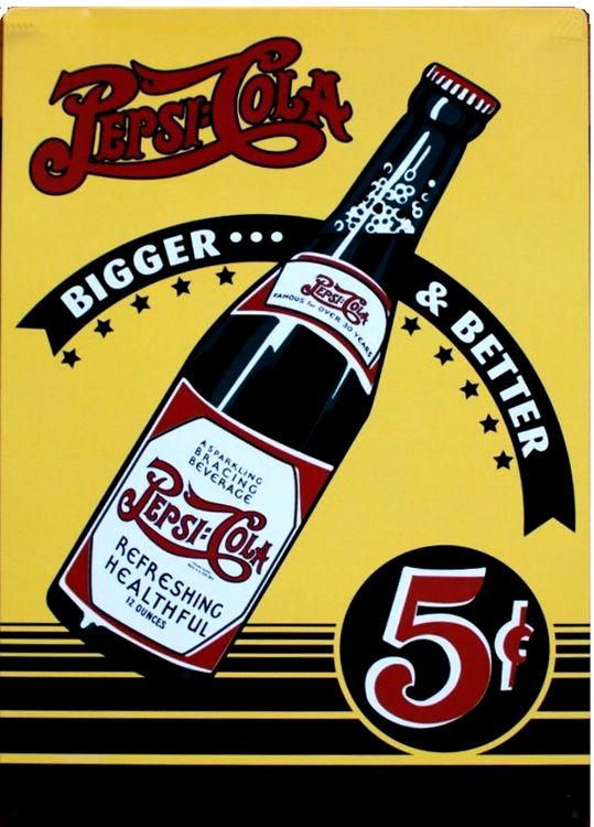 Signs 4 Fun SIGP23 Pepsi Big/Better Vert Yellow Metal Sign, Black