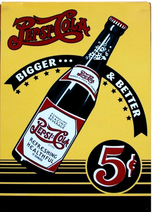 Signs 4 Fun SIGP23 Pepsi Big/Better Vert Yellow Metal Sign, Black