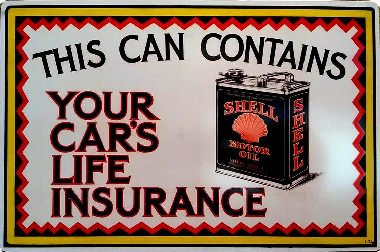 Signs 4 Fun SIGSH4 Shell Oil Can Metal Sign, Black