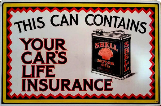 Signs 4 Fun SIGSH4 Shell Oil Can Metal Sign, Black