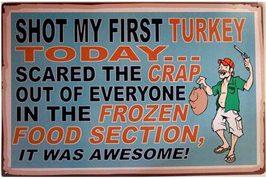 Signs 4 Fun SIGTS Turkey Shoot Metal Sign, Blue