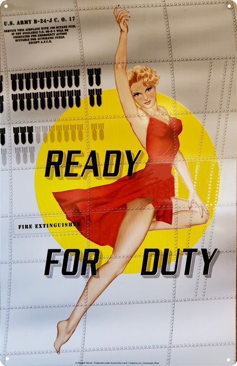 Signs 4 Fun SIGWWR Bomber Art - Ready for Duty Bomb Metal Sign, Red