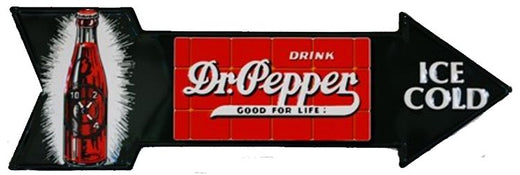 Signs 4 Fun Arrow Sign | Dr Pepper | 27 x 9 | Embossed Aluminum Sign | Made in The USA | SJM234
