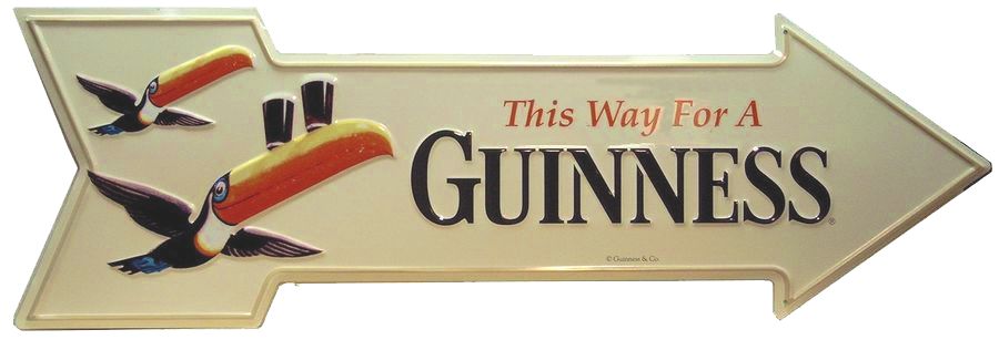 Signs 4 Fun Arrow Sign | Guinness | 27” x 9” | Embossed Aluminum Sign | Made in the USA | SJM579