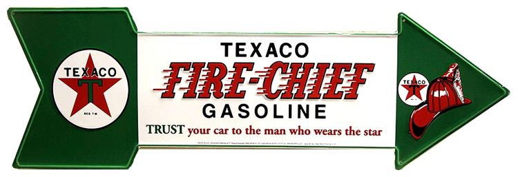 Signs 4 Fun Arrow Sign | Texaco | 27” x 9” | Embossed Aluminum Sign | Made in the USA | SJTX2