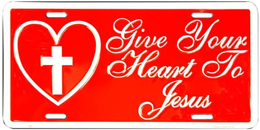 Signs 4 Fun Parody License Plate | Give Your Heart to Jesus | 12 x 6 Decorative License Plate | Decoration Plate for Vehicle/Wall | Man Cave Decorations | Made in The USA