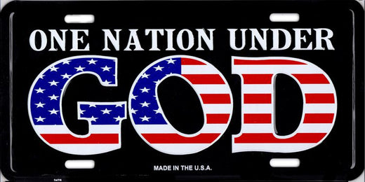 Signs 4 Fun Parody License Plate | One Nation God | 12 x 6 Decorative License Plate | Decoration Plate for Vehicle/Wall | Man Cave Decorations | Made in The USA