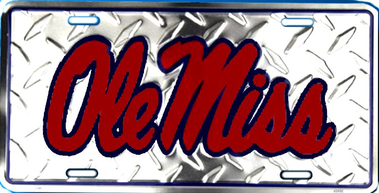 Signs 4 Fun Parody License Plate | MS Ole Miss Diamond | 12 x 6 Decorative License Plate | Decoration Plate for Vehicle/Wall | Man Cave Decorations | Made in The USA