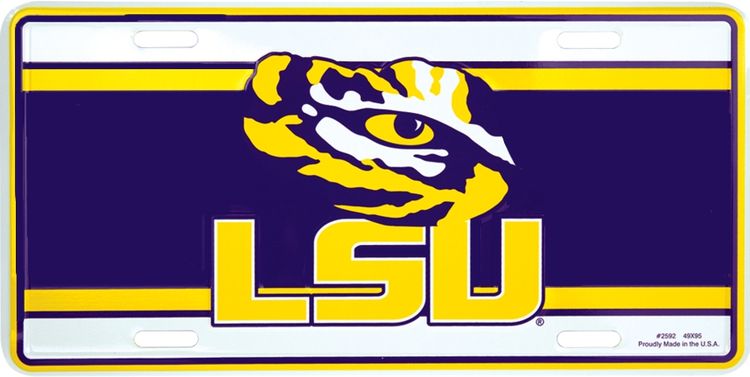 Signs 4 Fun Parody License Plate | Louisiana State Tigers White | 12 x 6 Decorative License Plate | Decoration Plate for Vehicle/Wall | Man Cave Decorations | Made in The USA