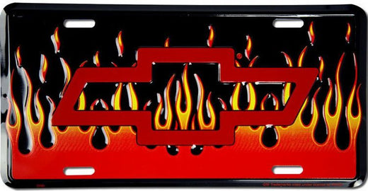 Signs 4 Fun Parody License Plate - Chevy Flame Black - 12” x 6” Decorative License Plate Wall Decor - Decoration Plate Man Cave + Garage - Made in The USA