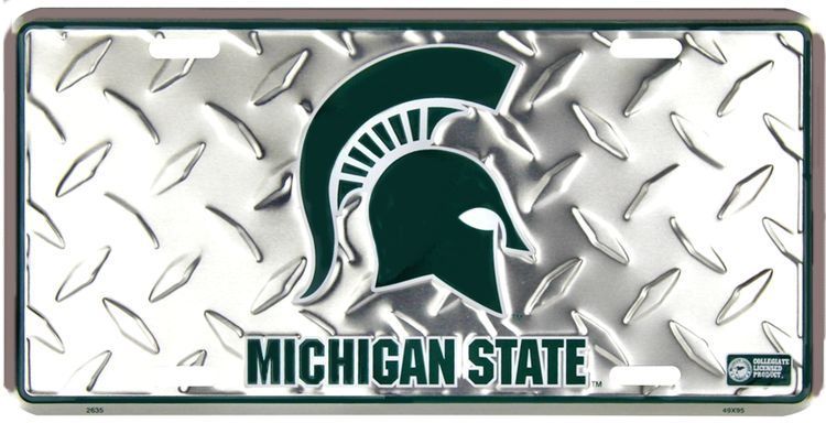 Signs 4 Fun Parody License Plate | Michigan State Spartans Diamond | 12 x 6 Decorative License Plate | Decoration Plate for Vehicle/Wall | Man Cave Decorations | Made in The USA