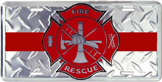 Signs 4 Fun Parody License Plate | Firefighter Red Line | 12 x 6 Decorative License Plate | Decoration Plate for Vehicle/Wall | Man Cave Decorations | Made in The USA