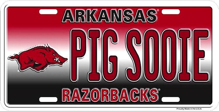 Signs 4 Fun Parody License Plate | AR Razorbacks Pig | 12 x 6 Decorative License Plate | Decoration Plate for Vehicle/Wall | Man Cave Decorations | Made in The USA