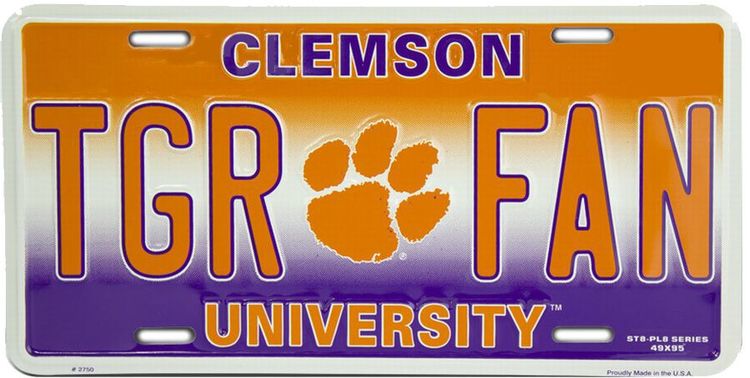 Signs 4 Fun Parody License Plate - Clemson Tigers - 12 x 6 Decorative License Plate Wall Decor - Decoration Plate Man Cave + Garage - Made in The USA