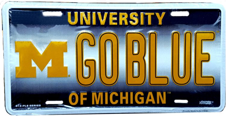 Signs 4 Fun Parody License Plate | MI Univ. Wolverines GOBLUE | 12 x 6 Decorative License Plate | Decoration Plate for Vehicle/Wall | Man Cave Decorations | Made in The USA