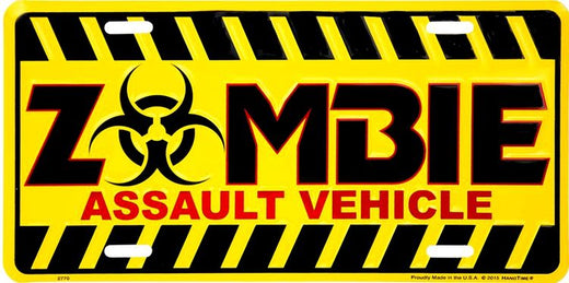 Signs 4 Fun Parody License Plate | Zombie Assault Vehicle | 12” x 6” Decorative License Plate | Decoration Plate for