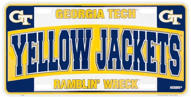 Signs 4 Fun Parody License Plate | Georgia Tech Yellow Jackets | 12” x 6” Decorative License Plate | Decoration Plate for Vehicle/Wall | Man Cave Decorations | Made in The USA