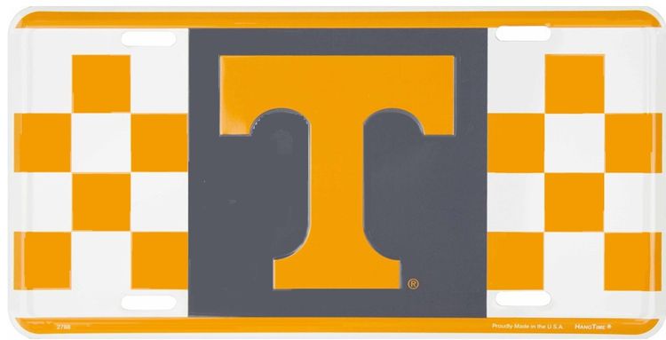 Signs 4 Fun Parody License Plate | Univ. of Tennessee Checkered | 12 x 6 Decorative License Plate | Decoration Plate for Vehicle/Wall | Man Cave Decorations | Made in The USA