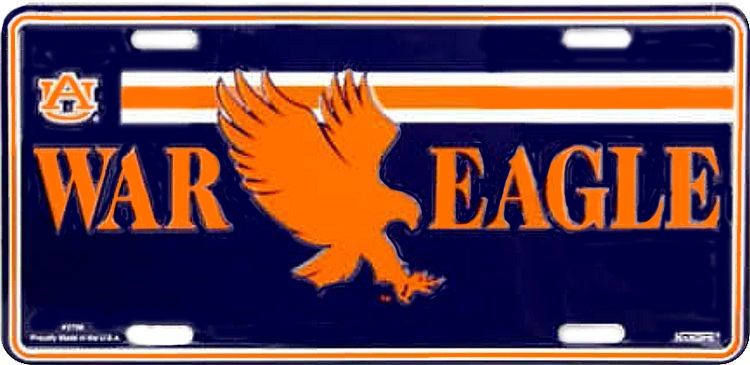 Signs 4 Fun Parody License Plate | Auburn War Eagle | 12 x 6 Decorative License Plate | Decoration Plate for Vehicle/Wall | Man Cave Decorations | Made in The USA