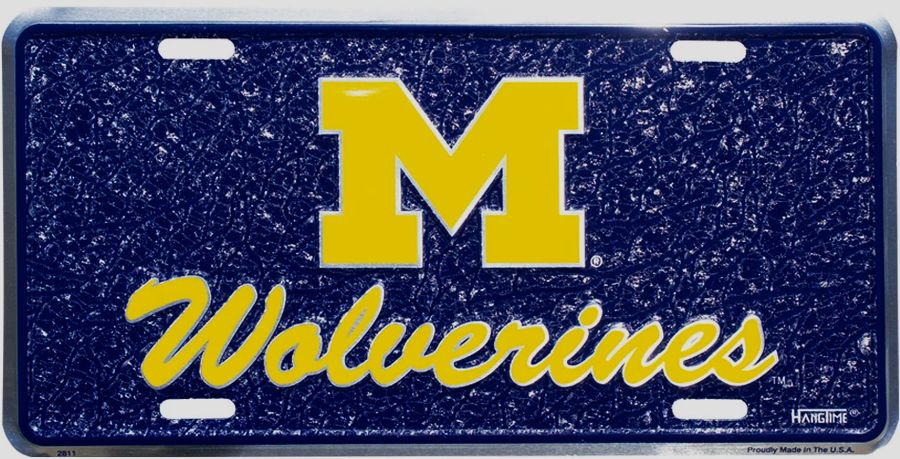 Signs 4 Fun Parody License Plate | MI Wolverines Mosaic | 12 x 6 Decorative License Plate | Decoration Plate for Vehicle/Wall | Man Cave Decorations | Made in The USA