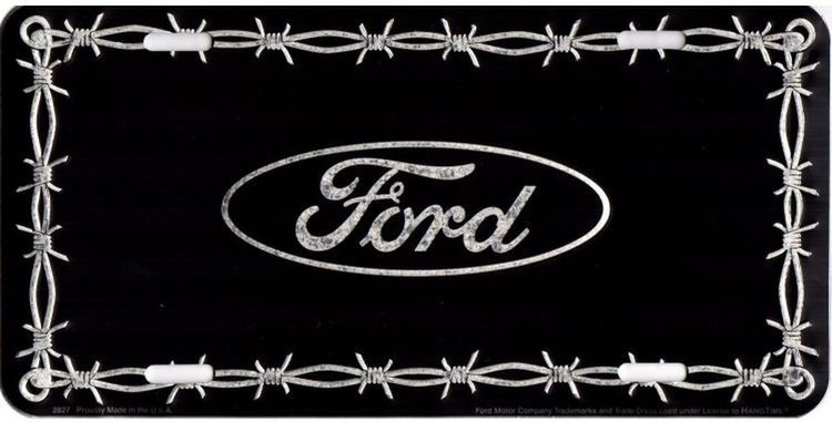 Signs 4 Fun Parody License Plate - Ford Oval with Barbed Wire - 12” x 6” Decorative License Plate Wall Decor - Decoration Plate Man Cave + Garage - Made in The USA