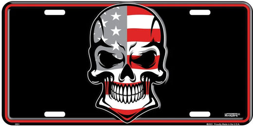 Signs 4 Fun Parody License Plate | Skull and Flag | 12 x 6 Decorative License Plate | Decoration Plate for Vehicle/Wall | Man Cave Decorations | Made in The USA