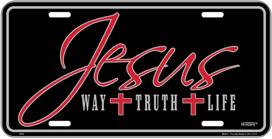 Signs 4 Fun Parody License Plate | Jesus Way | 12” x 6” Decorative License Plate | Decoration Plate for Vehicle/Wall | Man Cave Decorations | Made in the USA