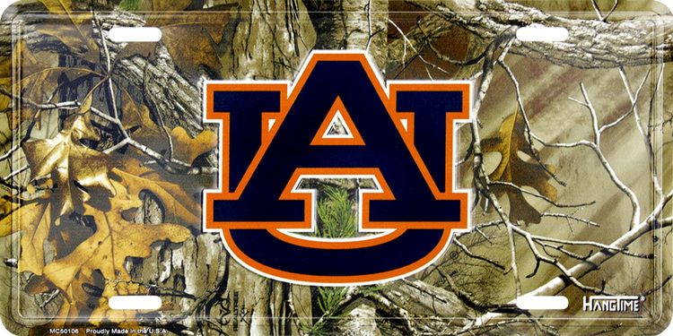 Hangtime Auburn University - Auburn Tigers 6 x 12 Metal CAMO License Plate