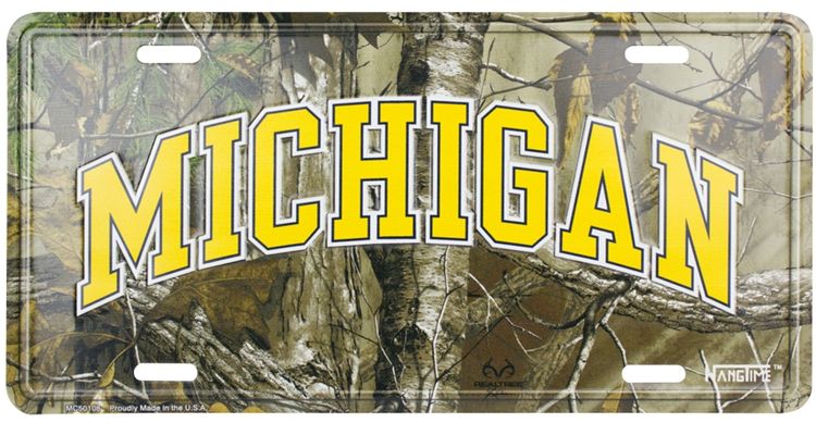 Signs 4 Fun Parody License Plate | Mich Wolverines Realtree Camo | 12 x 6 Decorative License Plate | Decoration Plate for Vehicle/Wall | Man Cave Decorations | Made in The USA