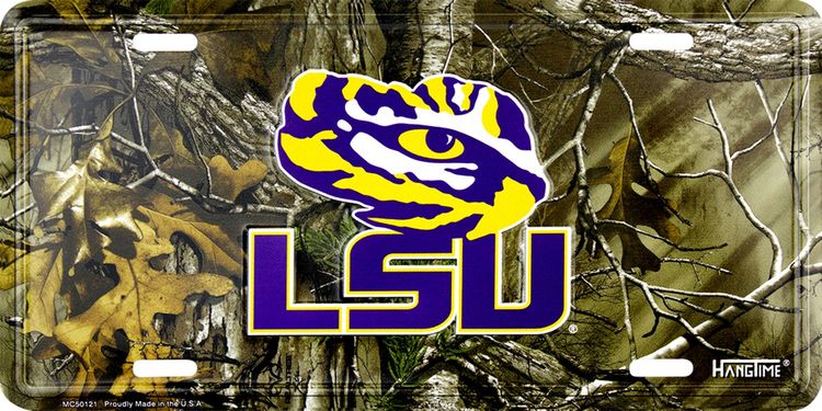 Hangtime Louisiana State Universit - LSU Tigers 6 x 12 Metal CAMO License Plate