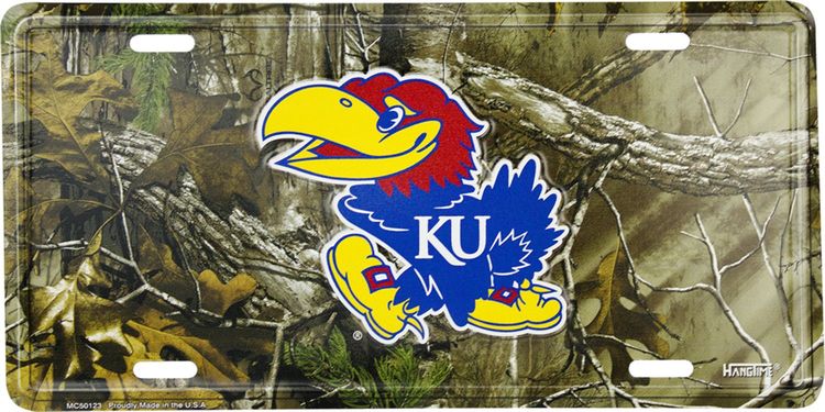 Signs 4 Fun Parody License Plate | Kansas U Realtree Camo | 12 x 6 Decorative License Plate | Decoration Plate for Vehicle/Wall | Man Cave Decorations | Made in The USA