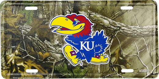 Signs 4 Fun Parody License Plate | Kansas U Realtree Camo | 12 x 6 Decorative License Plate | Decoration Plate for Vehicle/Wall | Man Cave Decorations | Made in The USA