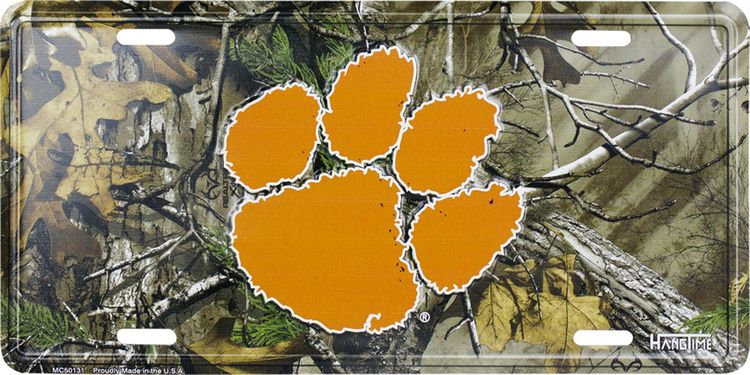 Hangtime Clemson University - Clemson Tigers 6 x 12 Metal CAMO License Plate