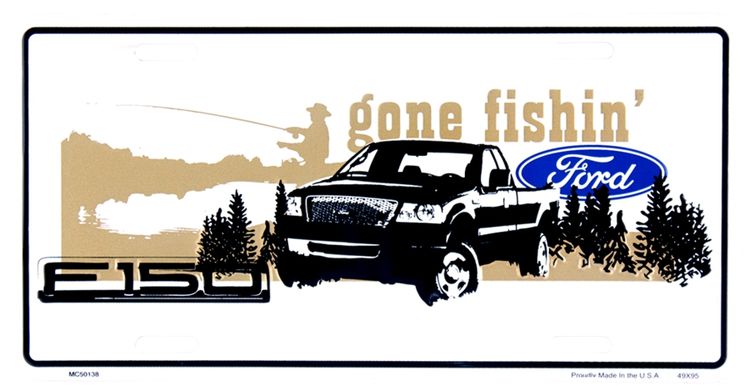 Signs 4 Fun Parody License Plate - Ford Fishing - 12 x 6 Decorative License Plate Wall Decor - Decoration Plate Man Cave + Garage - Made in The USA