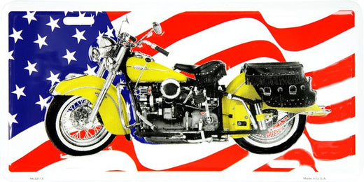 Signs 4 Fun Parody License Plate | Motorcycle w/USA Flag | 12 x 6 Decorative License Plate | Decoration Plate for Vehicle/Wall | Man Cave Decorations | Made in The USA