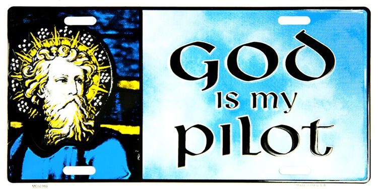 God is My Pilot Novelty auto tag