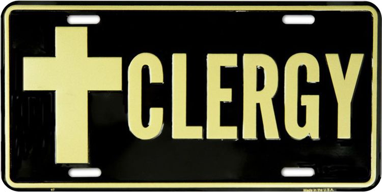 Signs 4 Fun Parody License Plate | Clergy | 12 x 6 Decorative License Plate | Decoration Plate for Vehicle/Wall | Man Cave Decorations | Made in The USA