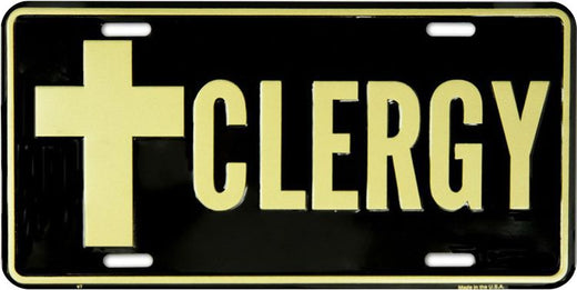 Signs 4 Fun Parody License Plate | Clergy | 12 x 6 Decorative License Plate | Decoration Plate for Vehicle/Wall | Man Cave Decorations | Made in The USA