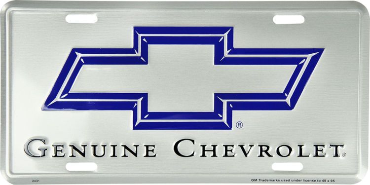 Genuine Chevrolet Embossed Metal auto tag 6 x 12